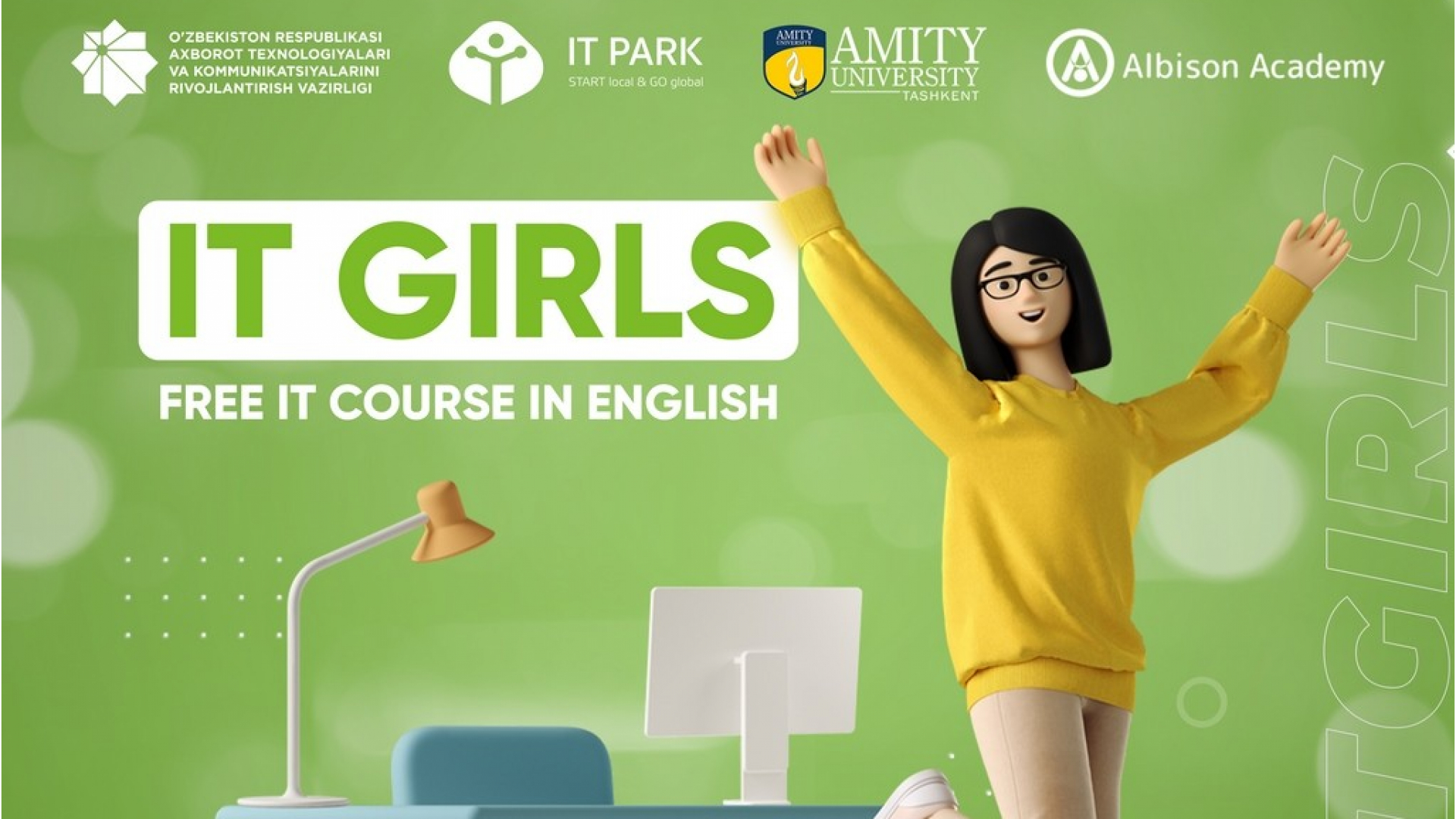 15-28 yoshli ayol-qizlar uchun maxsus IT Park tomonidan Web-Fullstack boʻyicha bepul intensiv kurs
