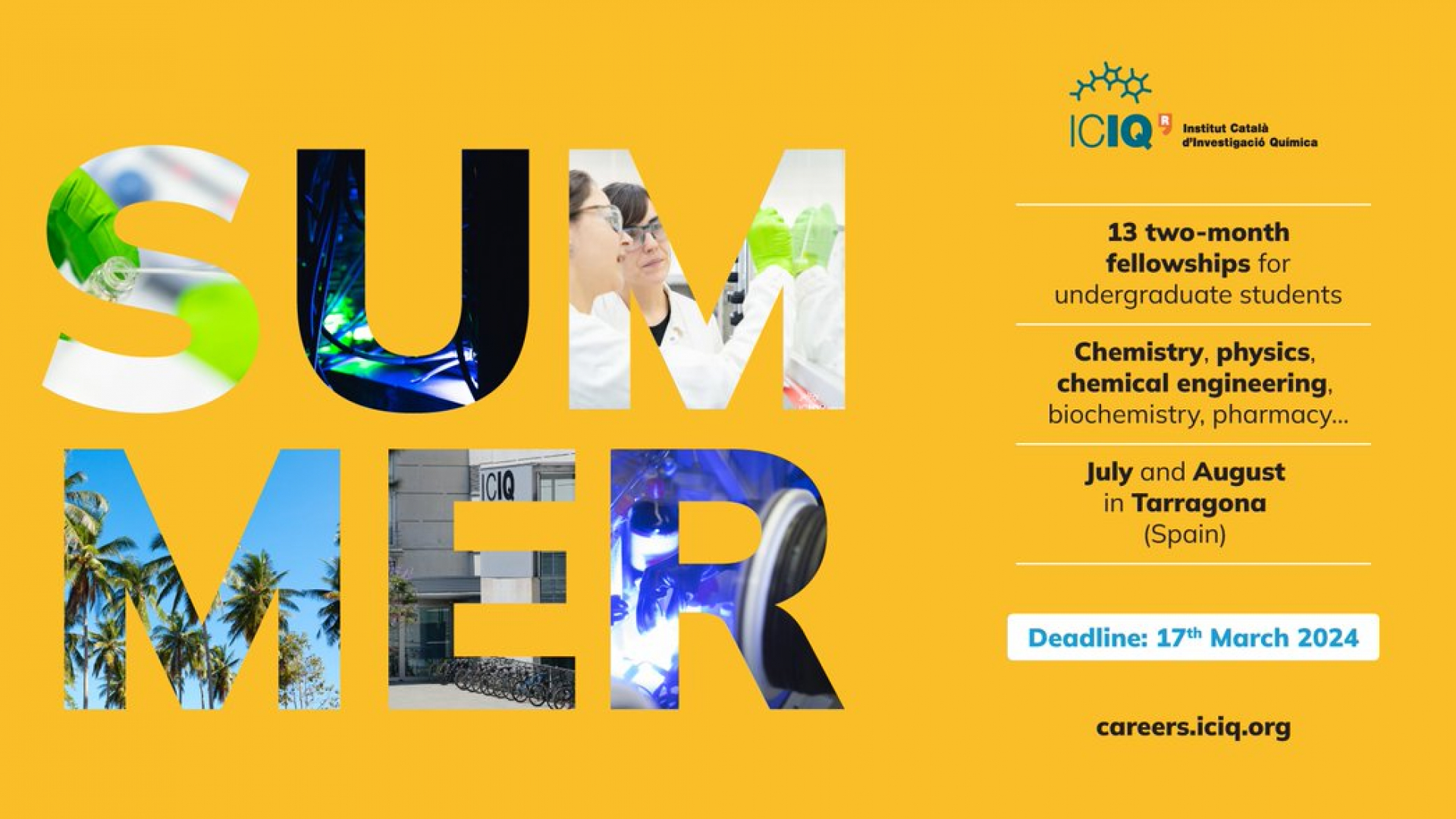 Bakalavriat talabalari uchun Ispaniyada 2 oylik haq toʻlanadigan tadqiqot dasturi — ICIQ Summer Fellowship Programme