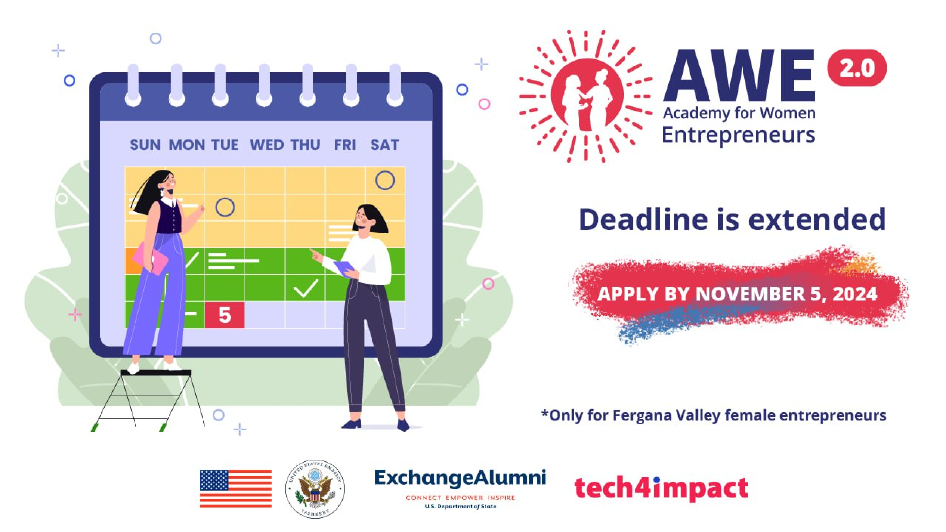 AQSh elchixonasi tomonidan Fargʻona vodiysi ayol-qizlari uchun tadbirkor ayollar akademiyasi — Academy for Women Entrepreneurs (AWE) dasturi
